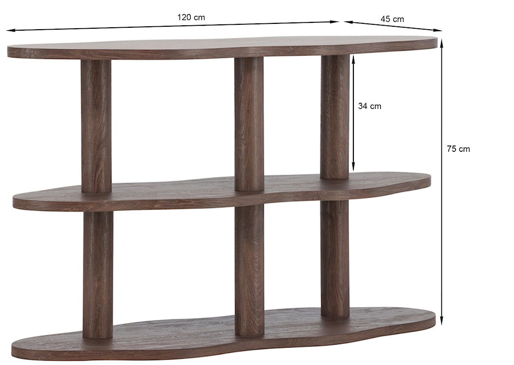 Regał Vorenne 120 cm z dwiema półkami orzech  - zdjęcie 10