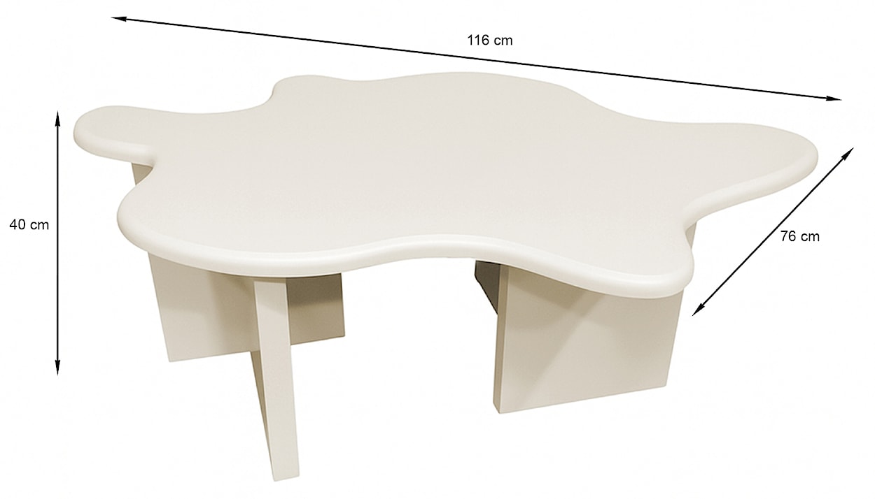 Stolik kawowy Ellune 116x76 cm beżowy z blatem o nieregularnym kształcie  - zdjęcie 6
