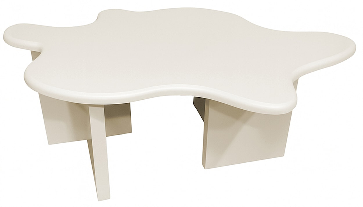 Stolik kawowy Ellune 116x76 cm beżowy z blatem o nieregularnym kształcie 