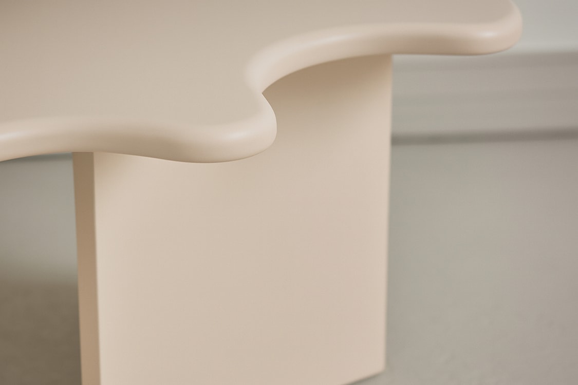 Stolik kawowy Ellune 116x76 cm beżowy z blatem o nieregularnym kształcie  - zdjęcie 4