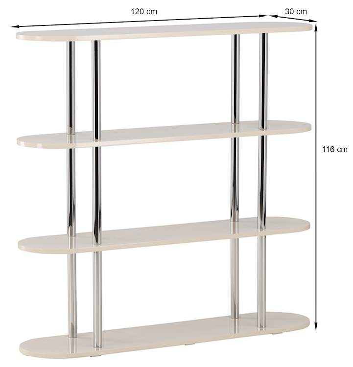 Regał Talren 120 cm z czterema półkami kremowy z chromowaną ramą  - zdjęcie 9