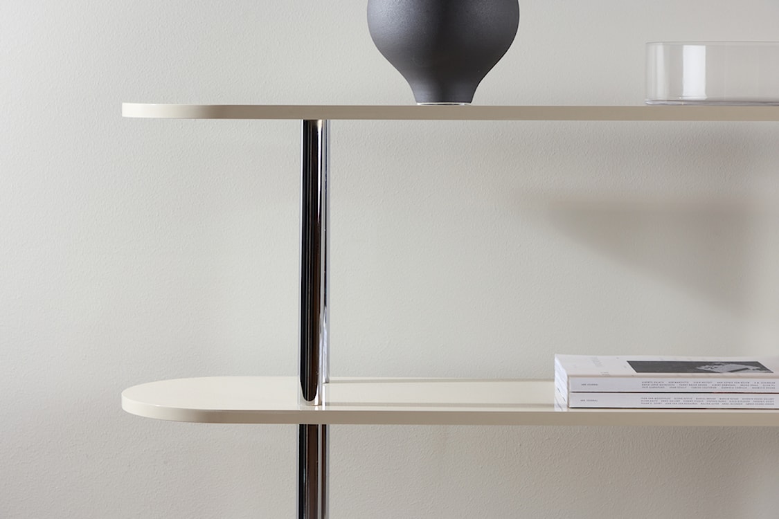 Regał Talren 120 cm z czterema półkami kremowy z chromowaną ramą  - zdjęcie 3