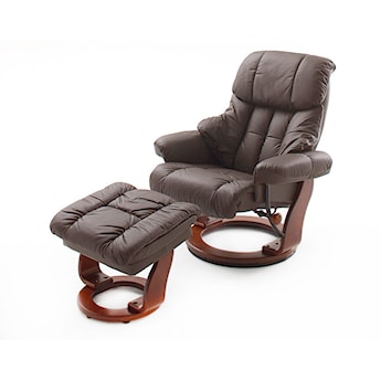 Fotel wypoczynkowy Callock z funkcją relaks i podnóżkiem orzech/brąz