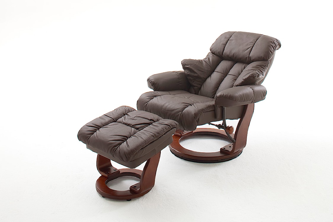 Fotel wypoczynkowy Callock z funkcją relaks i podnóżkiem orzech/brąz  - zdjęcie 2