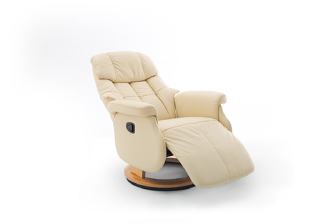 Fotel wypoczynkowy Callock obrotowy z funkcją relaks kremowy  - zdjęcie 2