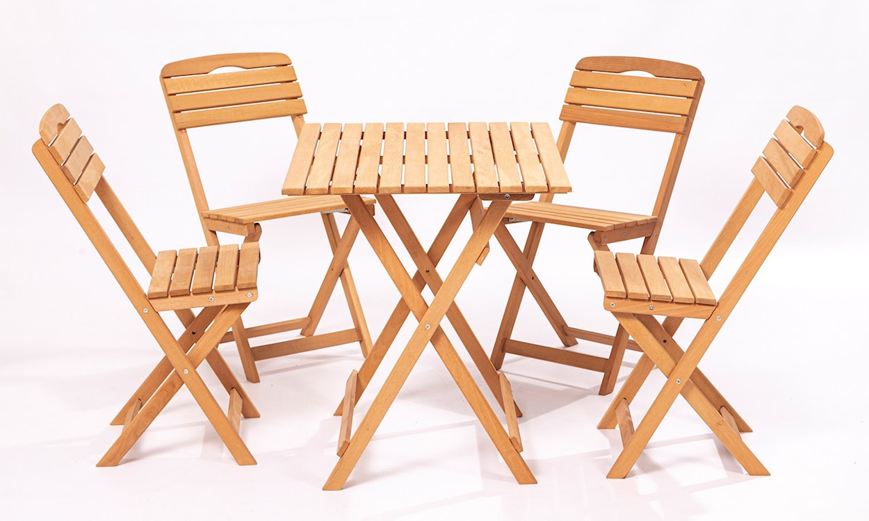 Zestaw ogrodowy czteroosobowy Grools ze stolikiem i krzesłami dąb 