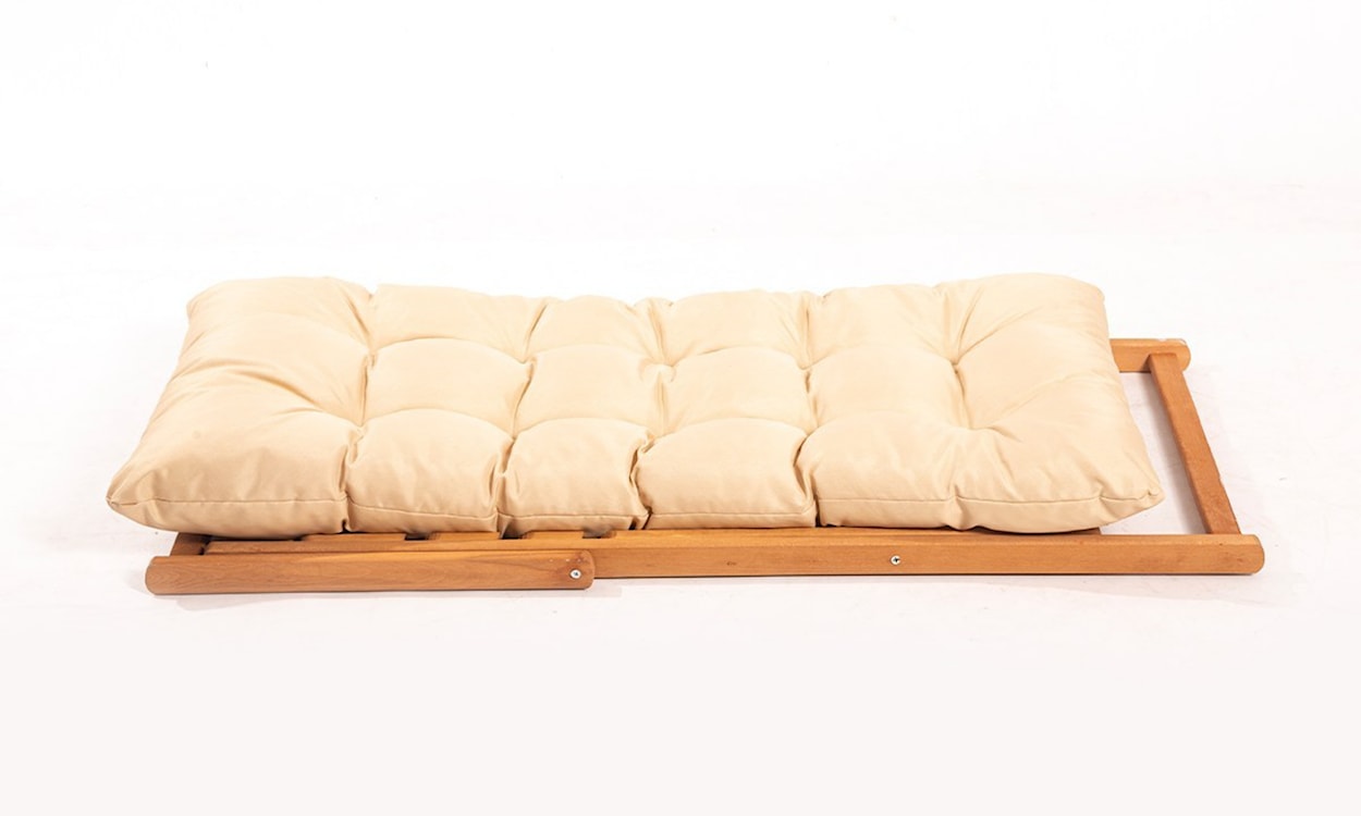 Leżak ogrodowy drewniany Bertive kremowa poducha  - zdjęcie 3