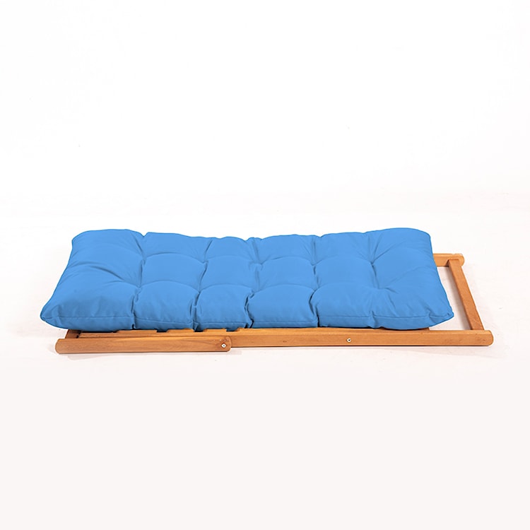 Leżak ogrodowy drewniany Bertive niebieska poducha  - zdjęcie 3