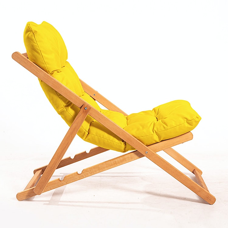 Leżak ogrodowy drewniany Bertive żółta poducha  - zdjęcie 2