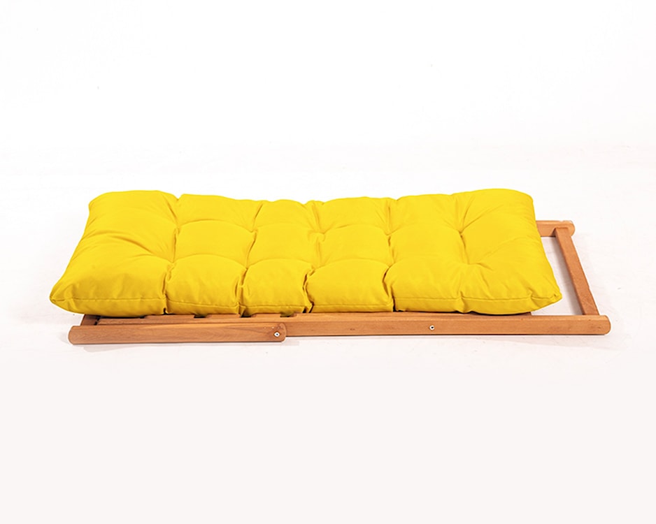 Zestaw drewnianych leżaków ogrodowych Bertive i stolika/ żółte poduchy  - zdjęcie 4