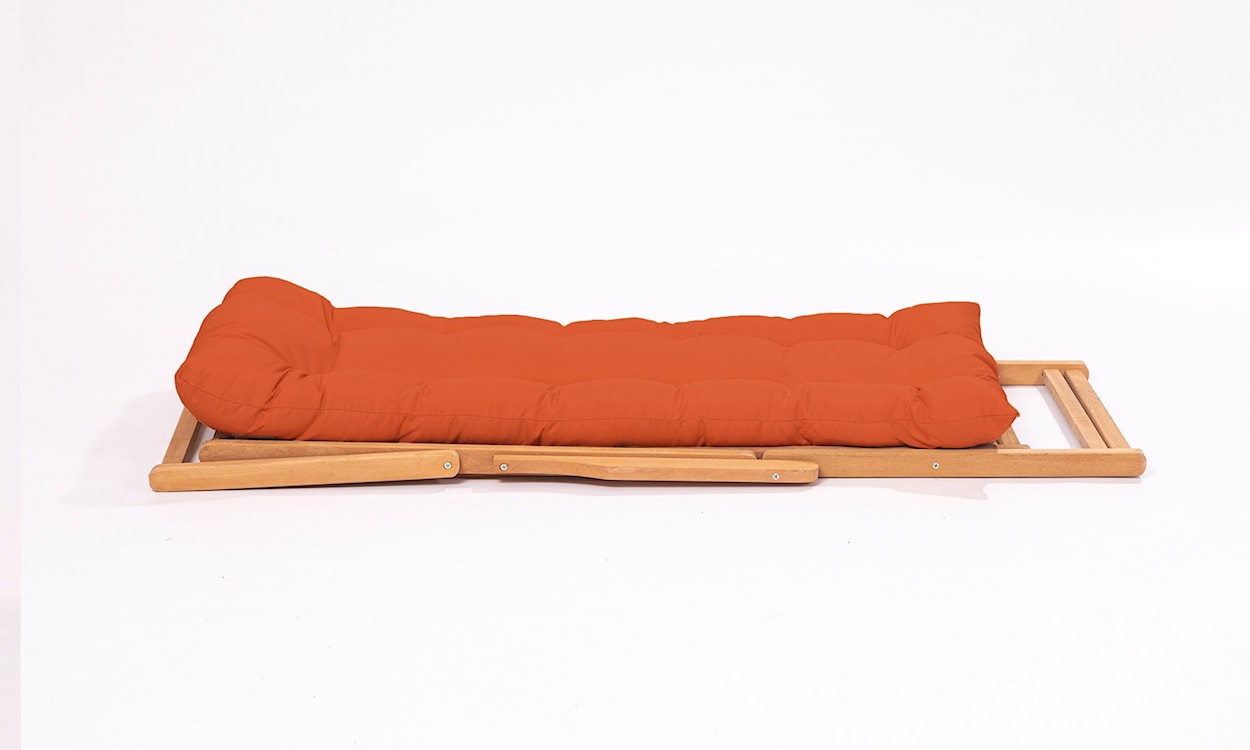 Leżak ogrodowy drewniany Viliess pomarańczowa poducha  - zdjęcie 6