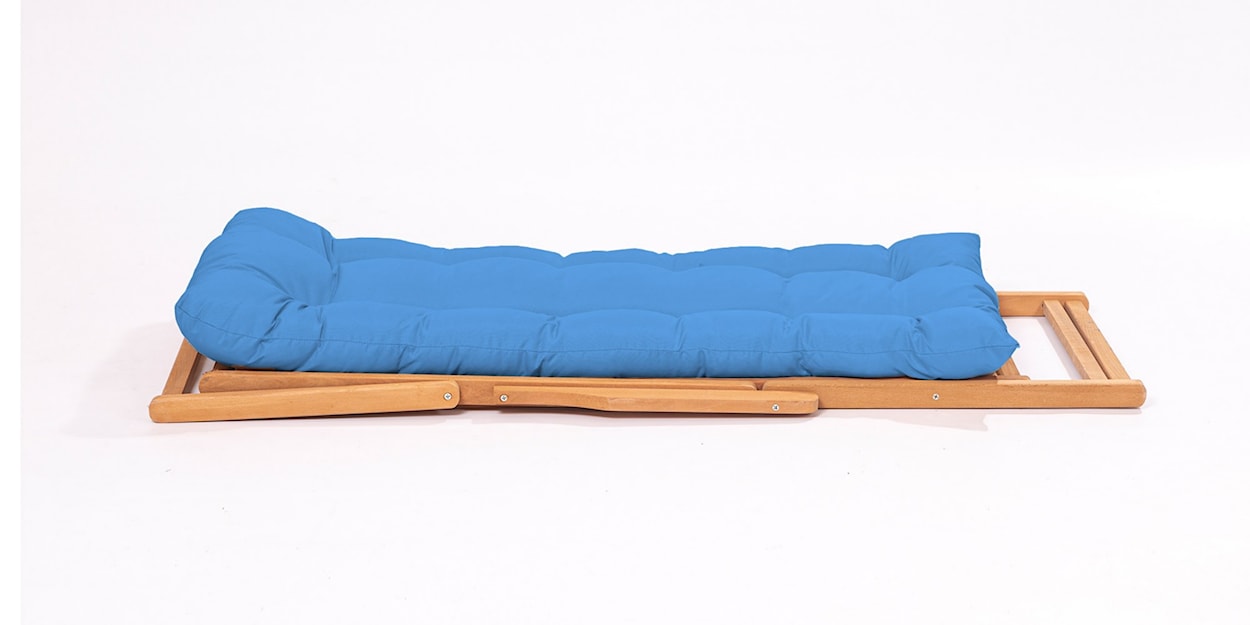 Leżak ogrodowy drewniany Viliess niebieska poducha  - zdjęcie 5