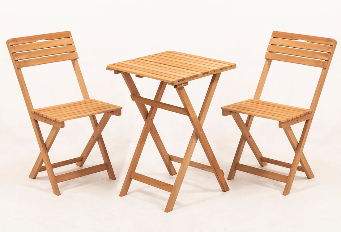 Zestaw ogrodowy Jammiter dwuosobowy stolik 50x50 cm i krzesła kremowe poduchy  - zdjęcie 2