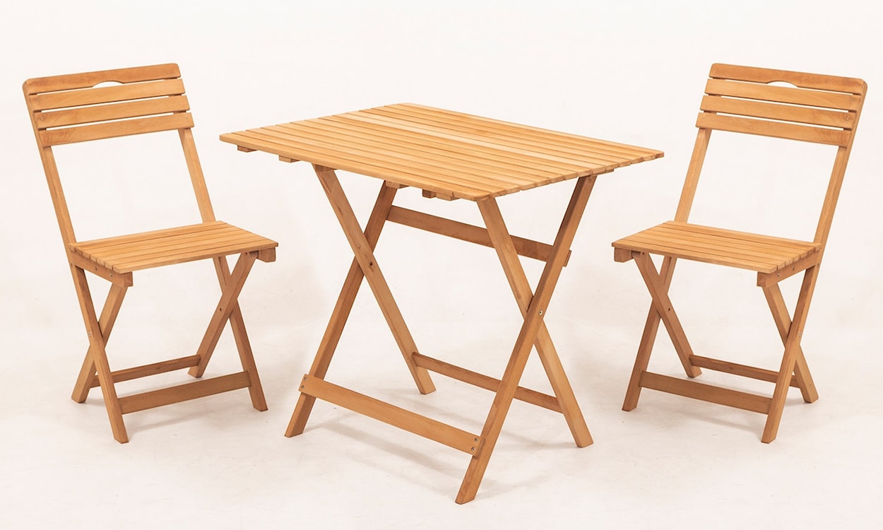 Zestaw ogrodowy Jammiter dwuosobowy stolik 80x60 cm i krzesła kremowe poduchy  - zdjęcie 3