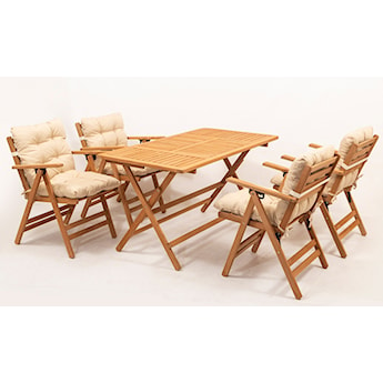 Zestaw ogrodowy Poweally czteroosobowy stół i krzesła z podłokietnikami kremowe poduchy