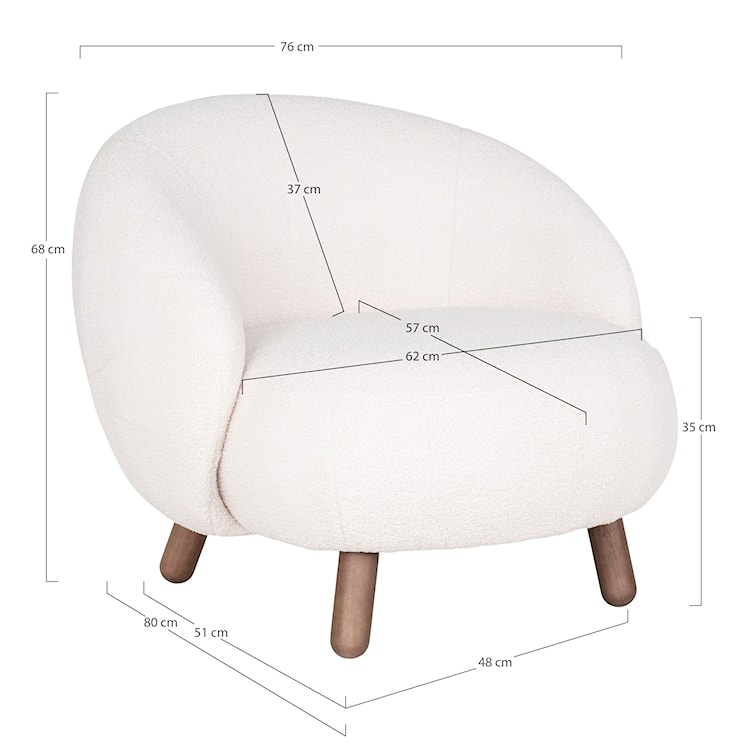 Fotel wypoczynkowy Stinvan biała tkanina boucle  - zdjęcie 4