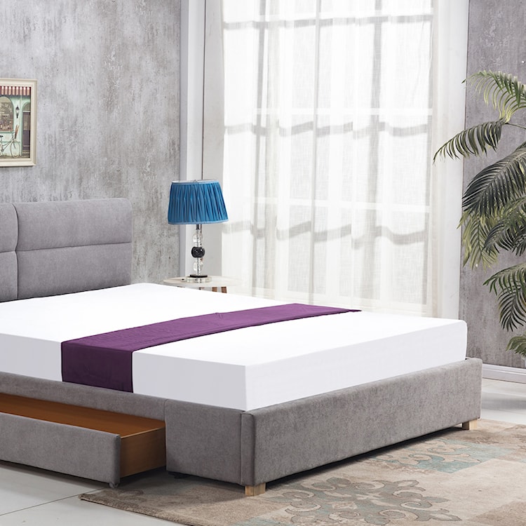 Łóżko tapicerowane Algier z szufladami 160x200 cm jasnoszare  - zdjęcie 4