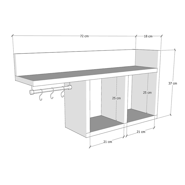Półka ścienna do kuchni Paires z haczykami antracytowa  - zdjęcie 2
