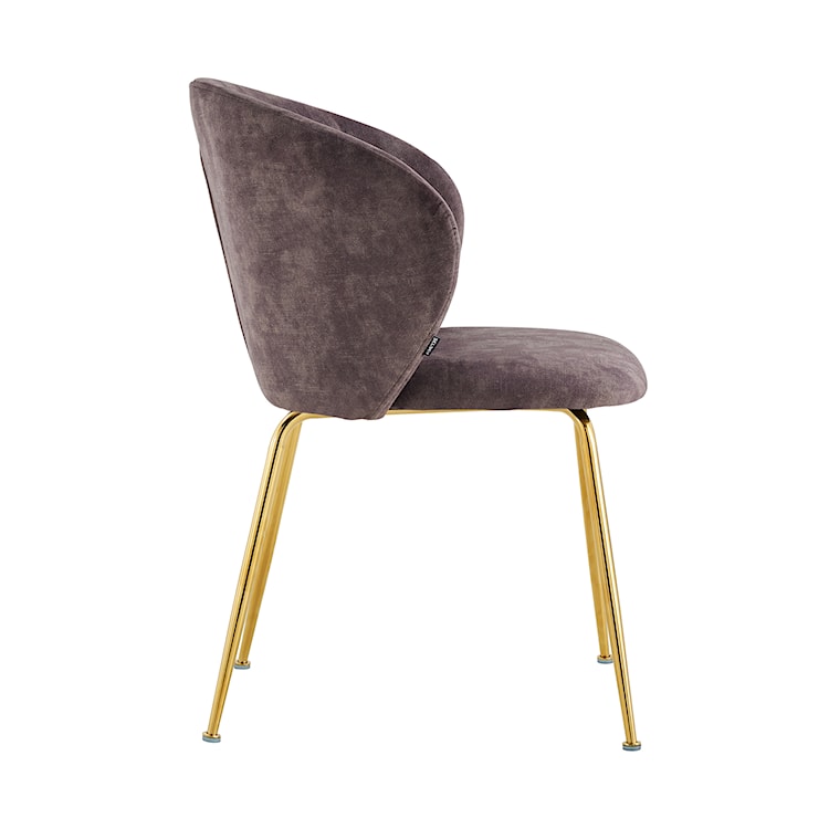 Krzesło tapicerowane Mealize w tkaninie hydrofobowej szaro-fioletowe velvet na złotych nogach  - zdjęcie 3
