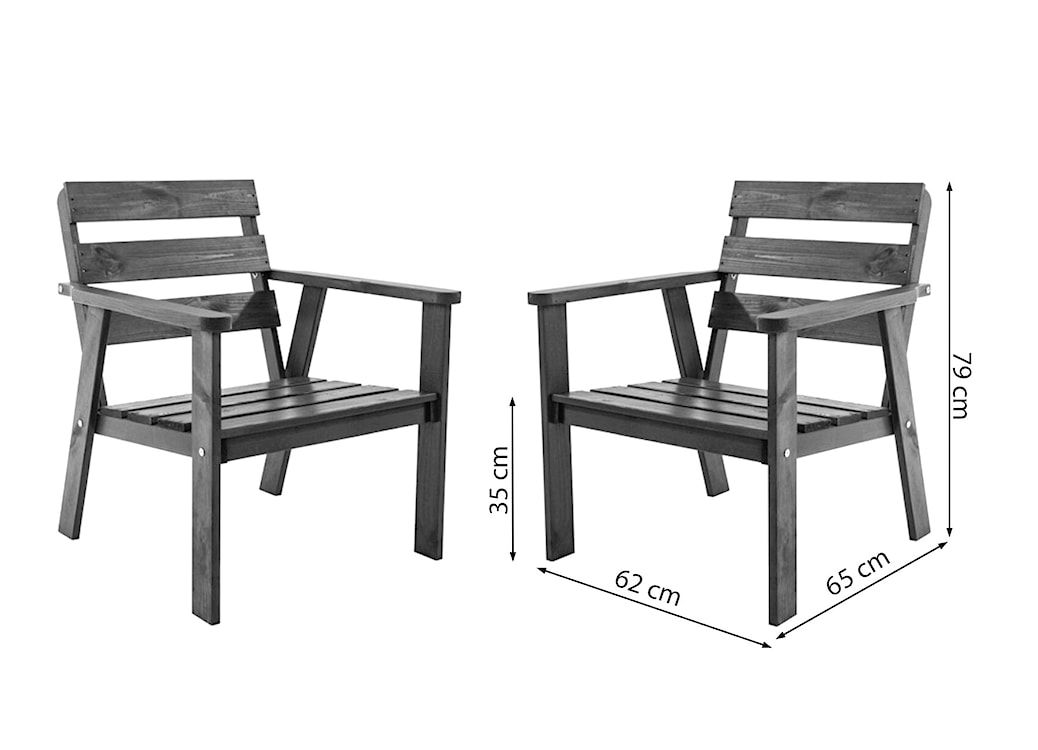 Zestaw dwóch krzeseł ogrodowych Parrines z drewna sosnowego  - zdjęcie 5