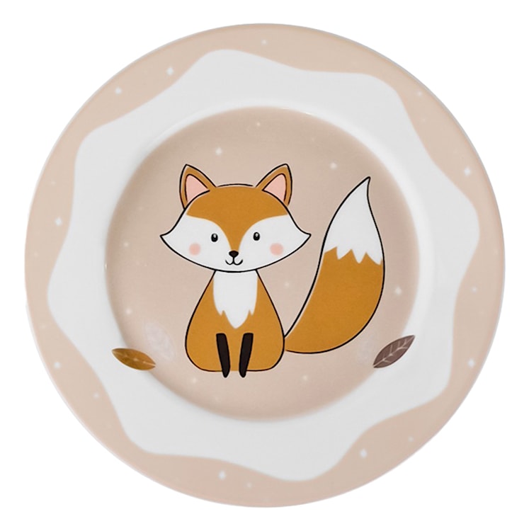 Zestaw dziecięcy porcelanowy dla 1 os. Lisek biało-brązowy  - zdjęcie 3