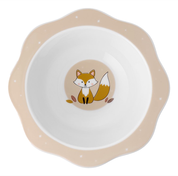 Zestaw dziecięcy porcelanowy dla 1 os. Lisek biało-brązowy  - zdjęcie 5