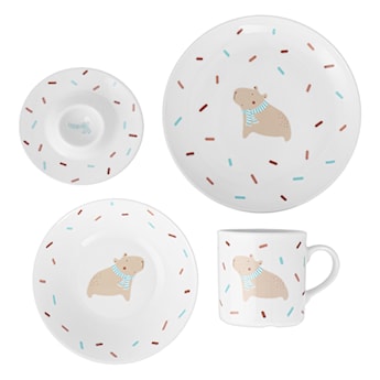 Zestaw dziecięcy porcelanowy dla 1 os. Kapibara wielokolorowy