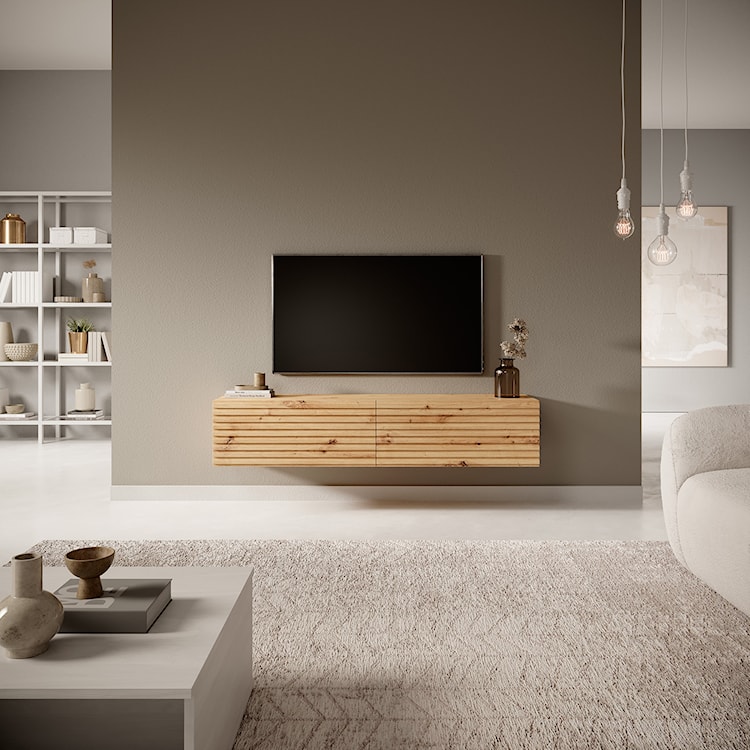 Szafka RTV Pavas 140 cm dąb artisan lamele  - zdjęcie 8