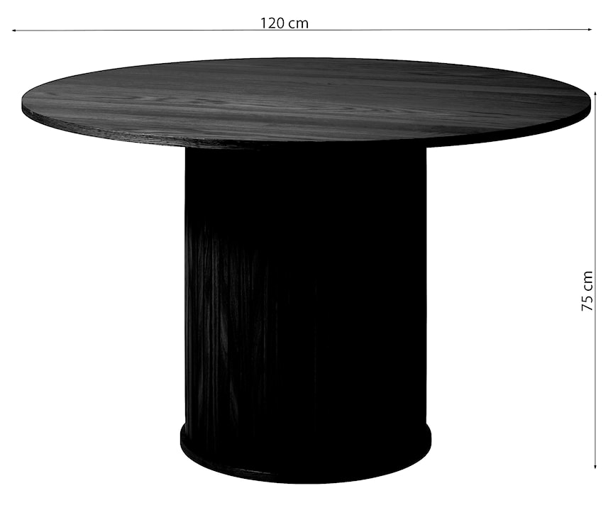 Stół okrągły Gativel 120 cm z okrągłą podstawą lamele dąb palony  - zdjęcie 15