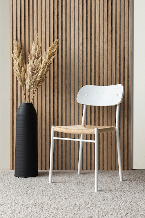 Krzesło drewniane Blimment plecione siedzisko beżowo/białe  - zdjęcie 2