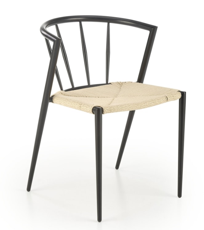 Krzesło metalowe Insived z plecionym siedziskiem czarne  - zdjęcie 2