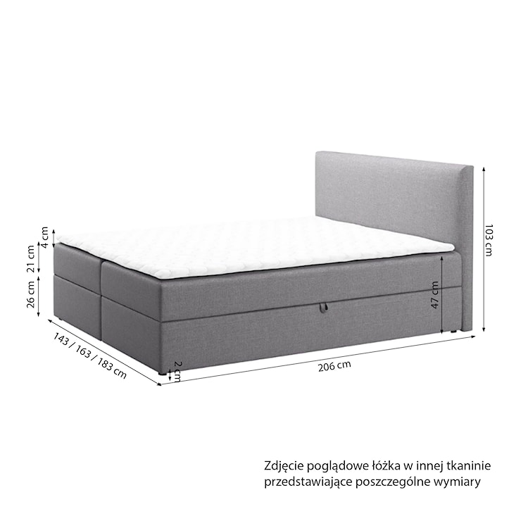 Łóżko kontynentalne 180x200 cm Argentera z pojemnikami jasnoszara plecionka  - zdjęcie 4