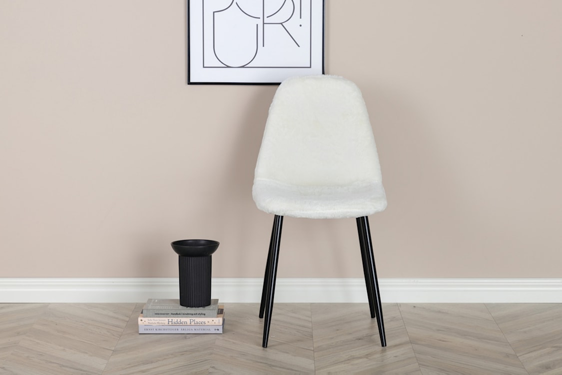Krzesło tapicerowane Plorility białe/sztuczne futerko  - zdjęcie 4