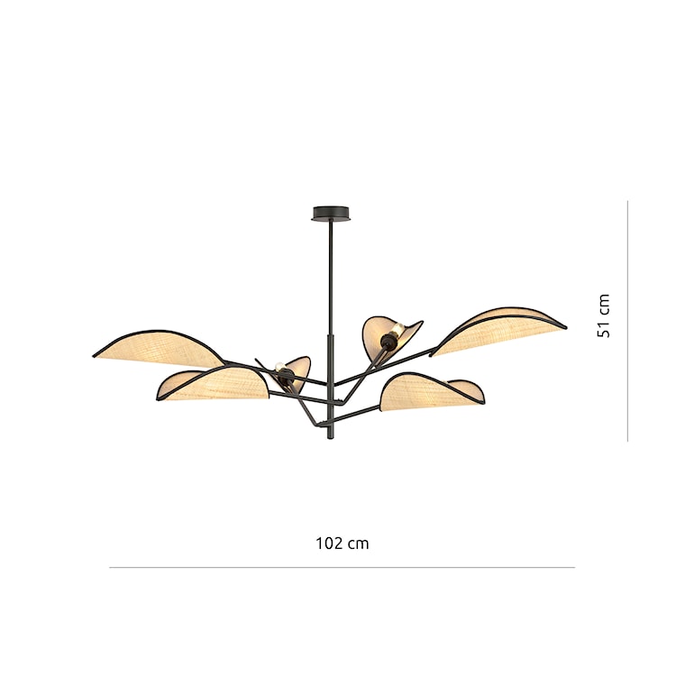 Lampa sufitowa Shintor x6 czarno-rattanowa  - zdjęcie 8