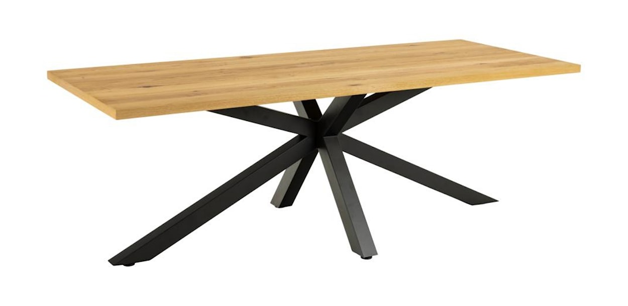 Stół do jadalni prostokątny Kardema 220x90 cm dąb fornirowany na czarnych nogach  - zdjęcie 4