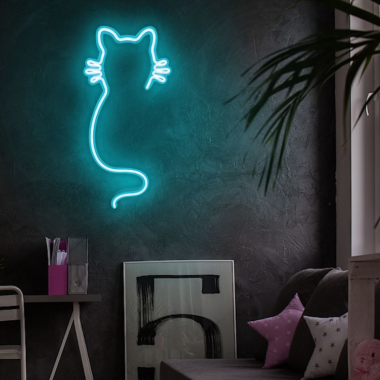 Neon na ścianę Letely w kształcie kota niebieski  - zdjęcie 4
