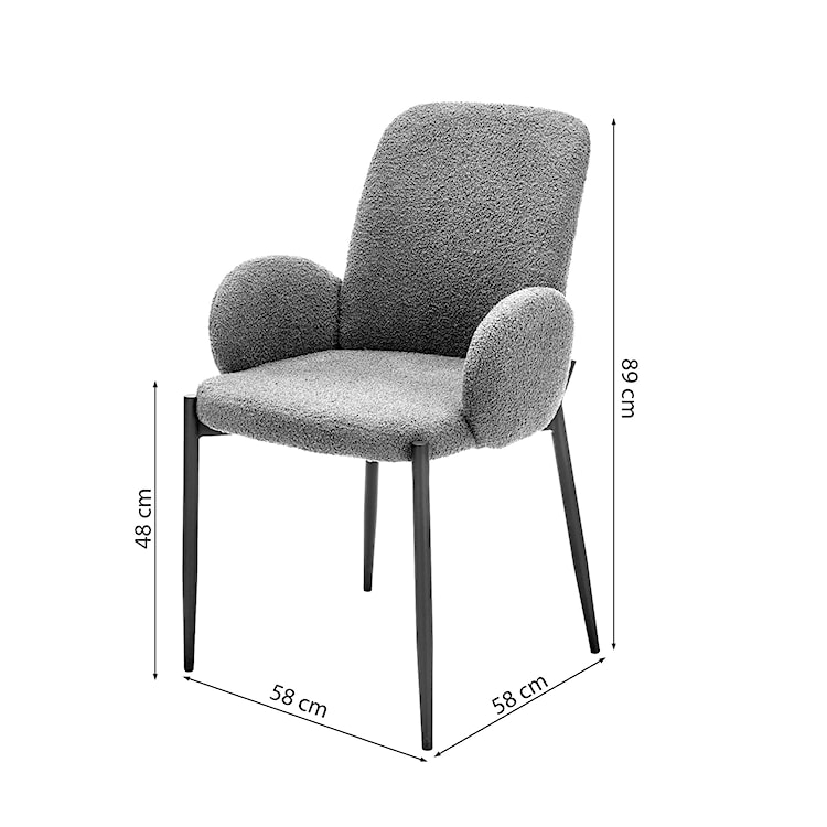 Krzesło tapicerowane Buxar popielate - boucle  - zdjęcie 6