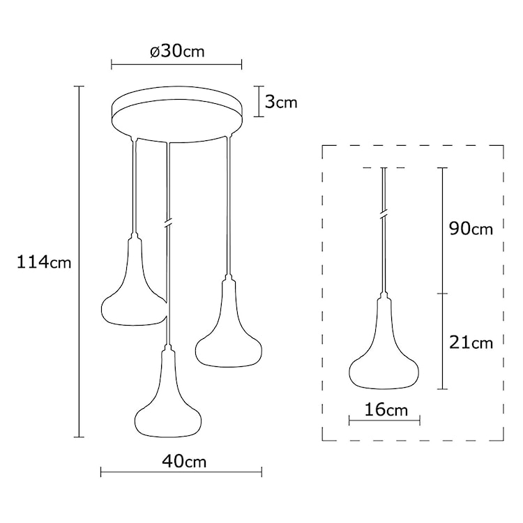 Lampa wisząca Staice x3 na okrągłej podsufitce średnica 40 cm czarna  - zdjęcie 5