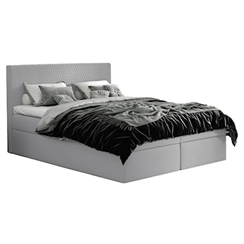 Łóżko kontynentalne Medora 160x200 z dwoma pojemnikami, materacem i topperem szare