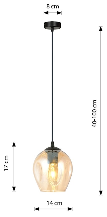 Lampa wisząca Istar czarna z miodowym kloszem x1  - zdjęcie 8
