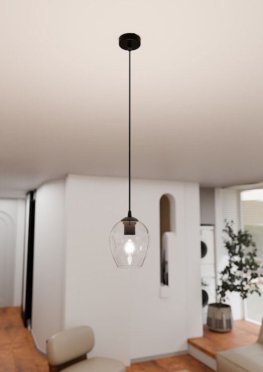 Lampa wisząca Istar czarna z transparentnym kloszem x1  - zdjęcie 5