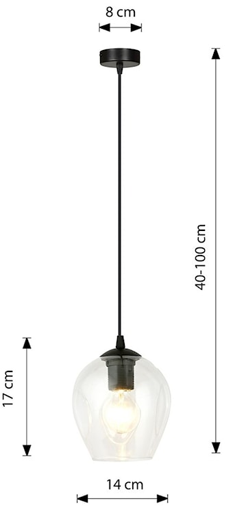Lampa wisząca Istar czarna z transparentnym kloszem x1  - zdjęcie 8