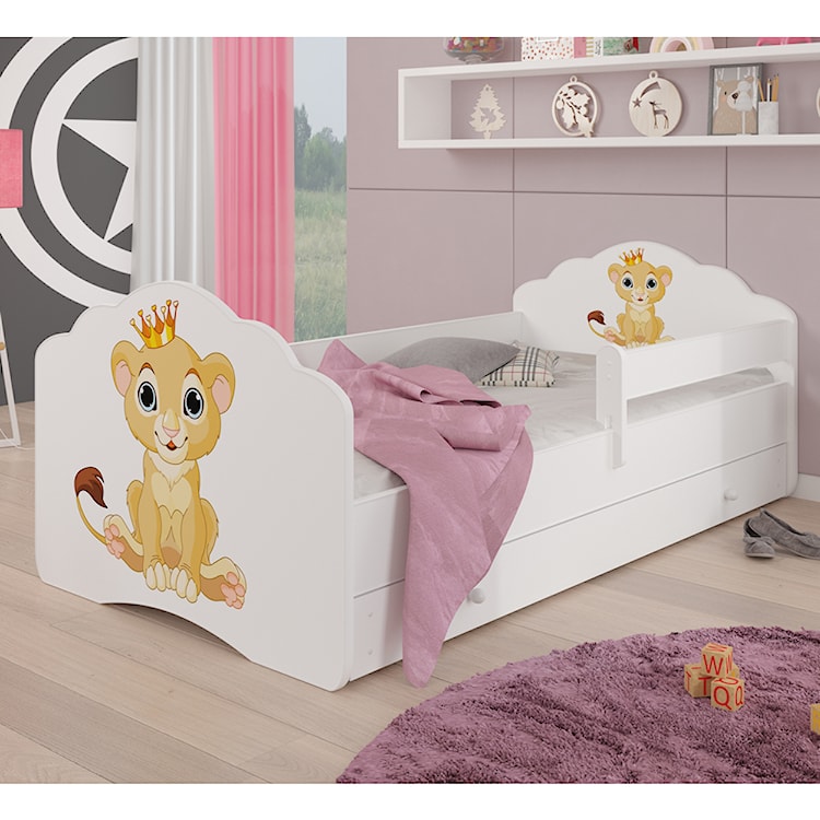 Łóżko dziecięce Sissa 140x70 cm Lew z barierką i szufladą  - zdjęcie 2