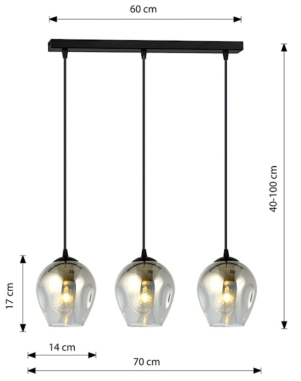 Lampa wisząca Istar czarna z grafitowymi kloszami x3  - zdjęcie 9