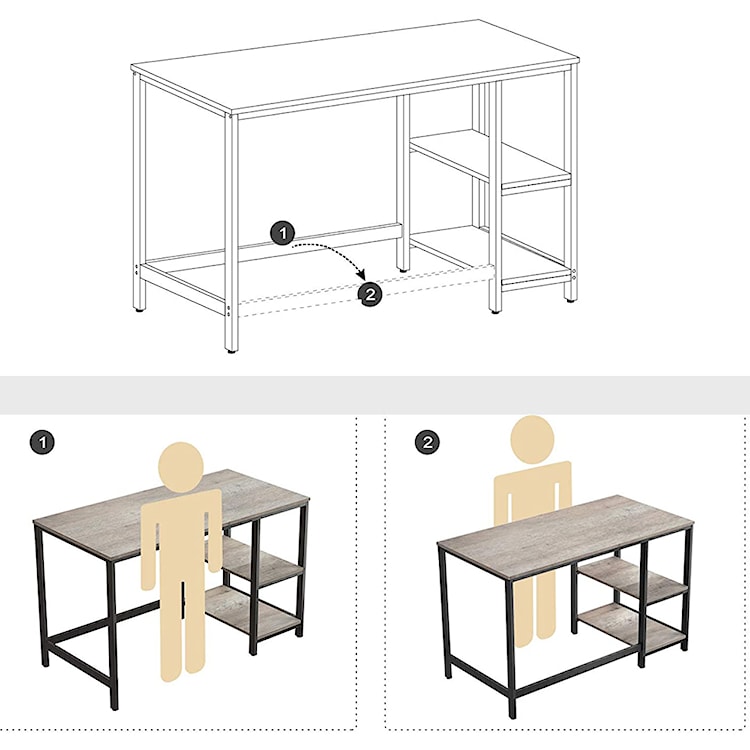Biurko Ramizu z dwoma półkami 60x120 cm brązowe  - zdjęcie 5