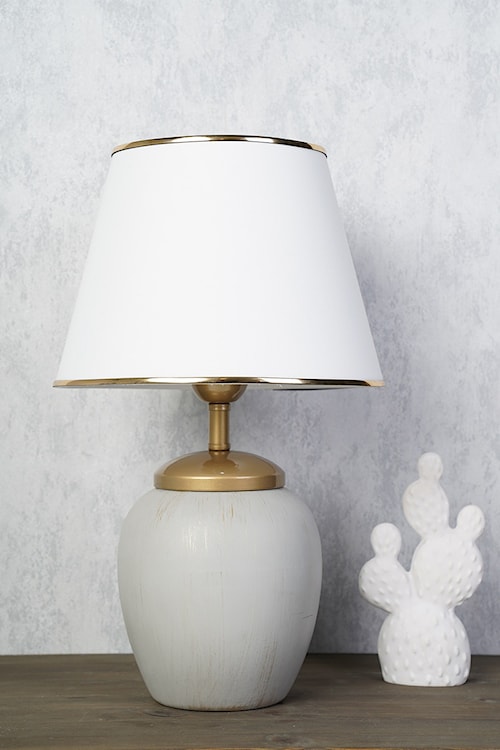 Lampa stołowa Insolive biało/szara ze złotymi detalami  - zdjęcie 2