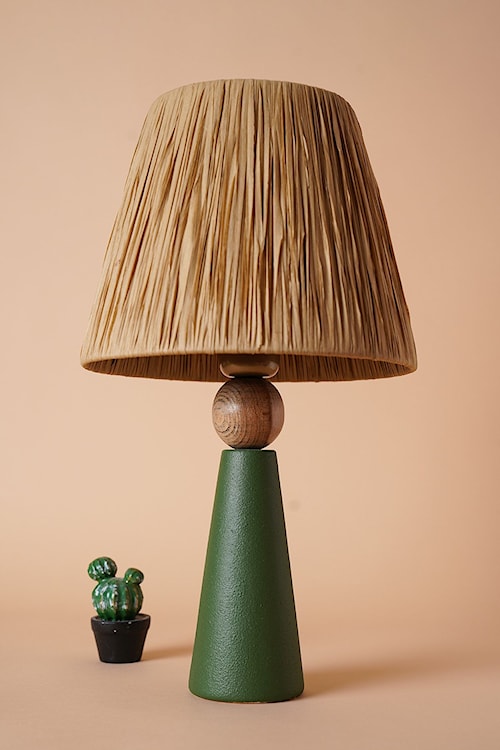 Lampa stołowa Selloon średnica 24 cm zielono/brązowa  - zdjęcie 2