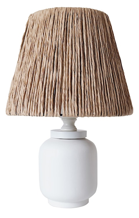 Lampa stołowa Trooled ceramiczny korpus biała z naturalnym kloszem 