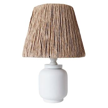 Lampa stołowa Trooled ceramiczny korpus biała z naturalnym kloszem