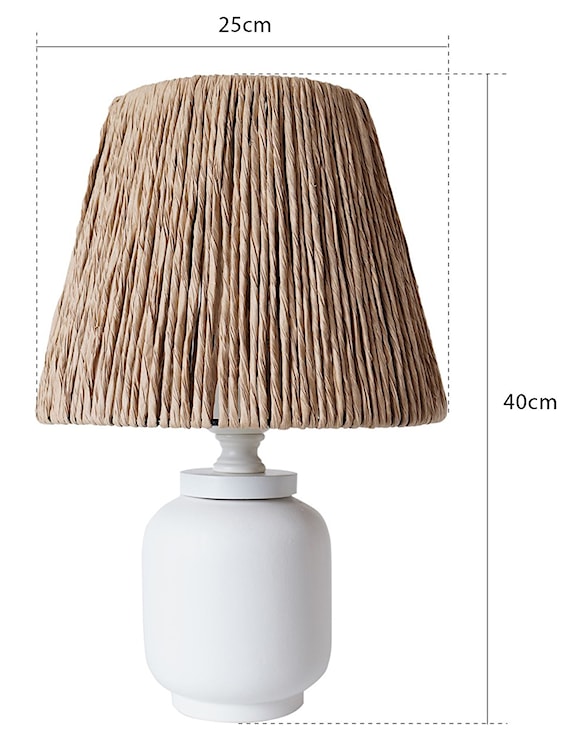 Lampa stołowa Trooled ceramiczny korpus biała z naturalnym kloszem  - zdjęcie 3